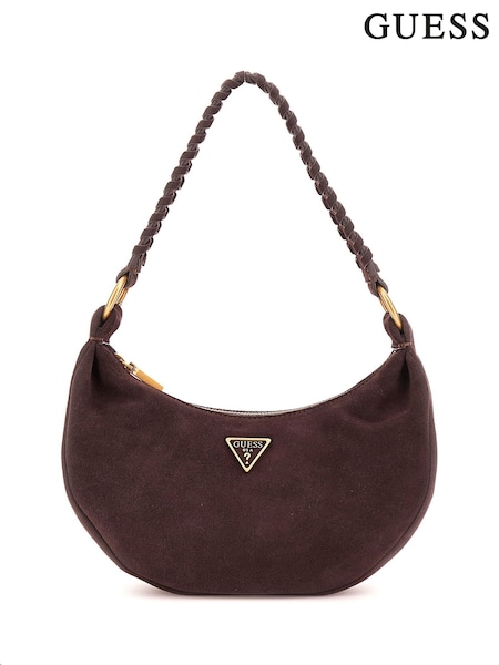 Guess Amita Suede Hobo Shoulder Brown Bag (W28679) | £125