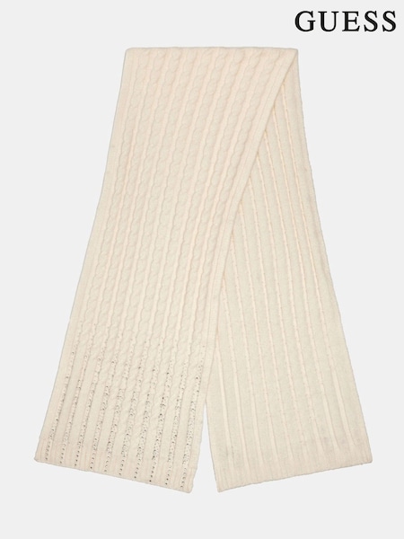 Guess Knitted Rhinestone Sparkle White Scarf (W28683) | £55