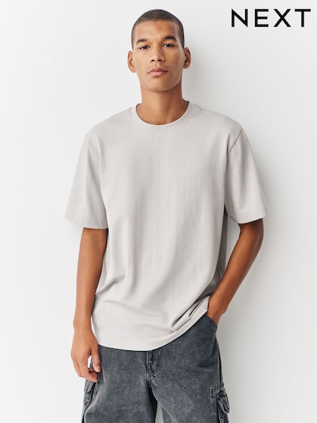 Ice Grey Regular Fit Heavyweight T-Shirt (W28736) | £16