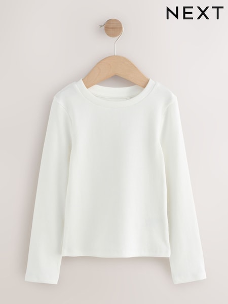 White Long Sleeve Ribbed Top (3-16yrs) (W28758) | £5 - £8