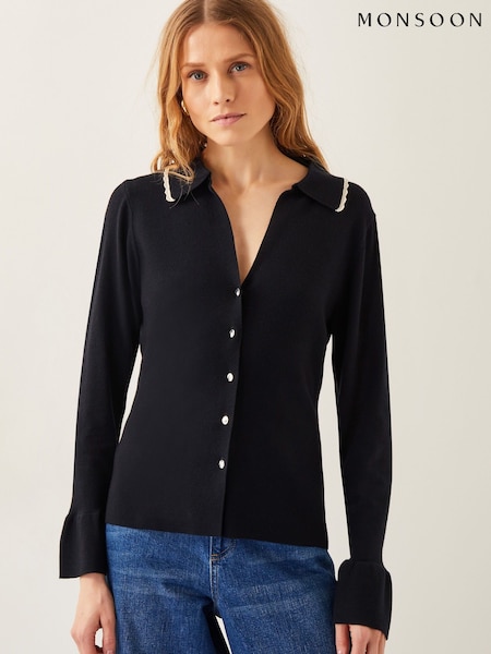 Monsoon Black Bray Flute Sleeve Cardigan (W28829) | £65