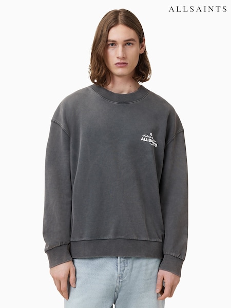 AllSaints Grey Soleil Crew 100% Organic Cotton Sweatshirt (W28882) | £109