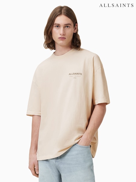AllSaints Chalk White Underground 100% Cotton Crew T-Shirt (W28894) | £59