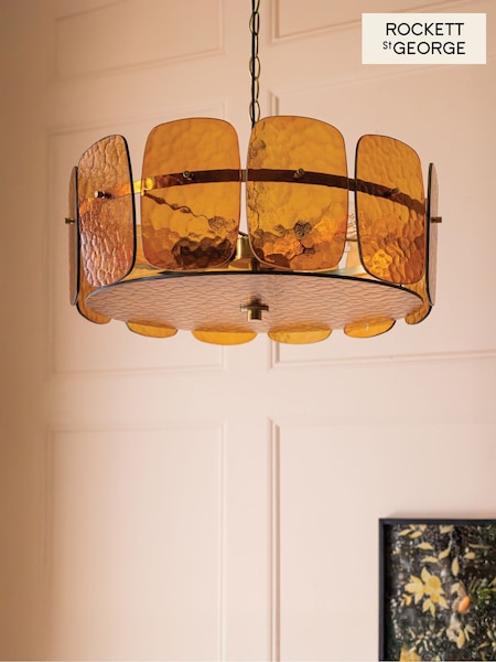 Rockett St George Amber Orange Retro Glow Glass Chandelier (W28909) | £330