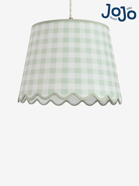 Jojo Maman Bébé Green/Ecru Easy Fit Gingham Scallop Shade Ceiling Light (W28913) | £45