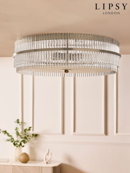 Lipsy Brushed Silver Large Flush Ceiling Light (W28922) | £279