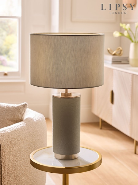 Lipsy Grey Faux Leather Table Lamp (W28931) | £110