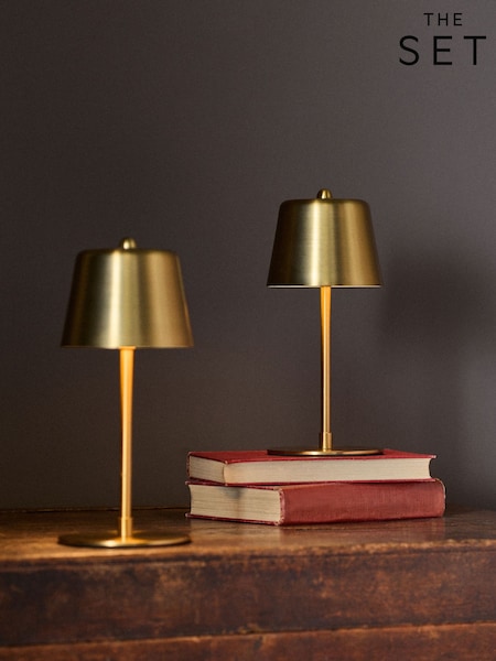 The Set 2 Pack Brass Rechargeable Table Lamps (W28935) | £70