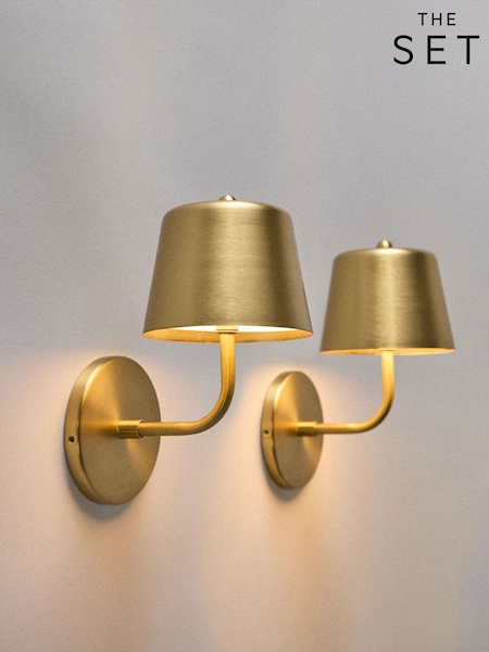 The Set 2 Pack Brass Rechargeable Wall Lights (W28936) | £85