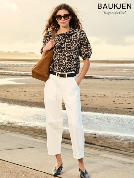 Baukjen Reece Stretch Barrel Leg Cargo White Jeans (W28959) | £129