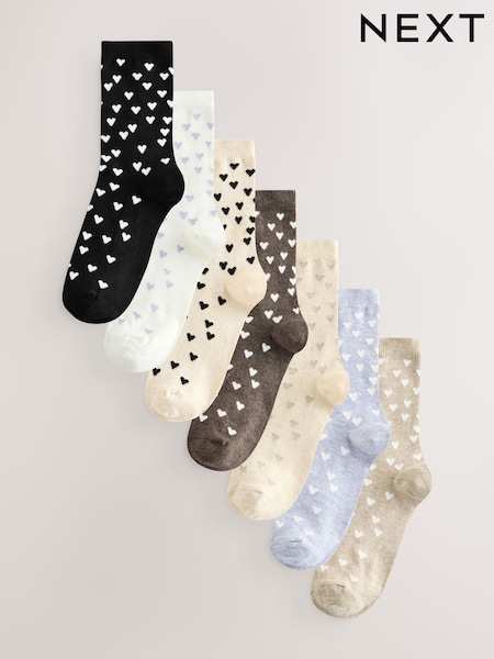 Neutral Hearts Ankle Socks 7 Pack (W28981) | £16