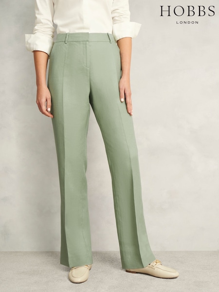 Hobbs Green Petite Linen Marietta Trousers (W29006) | £110