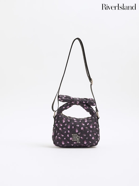 River Island Black Girls Ditsy Bow Handle Grab Bag (W29021) | £20