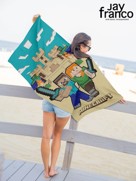 Jay Franco Brown Minecraft Alex and Steve Cotton Beach Towel (W29055) | £19