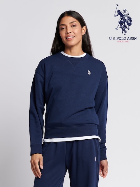 U.S. Polo Assn. Blue Womens Double Horsemen Crew Sweatshirt (W29097) | £50