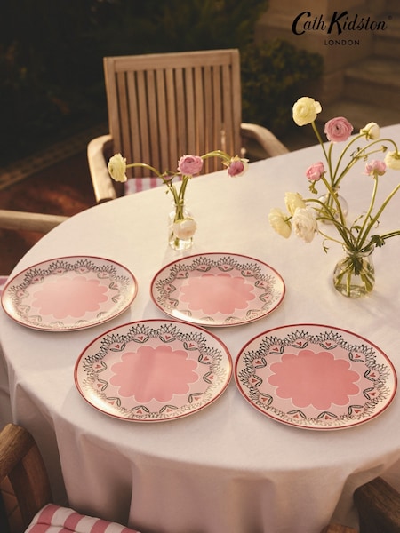 Cath Kidston Set of 4 Pink Cherry Melamine Dinner Plates (W29098) | £24