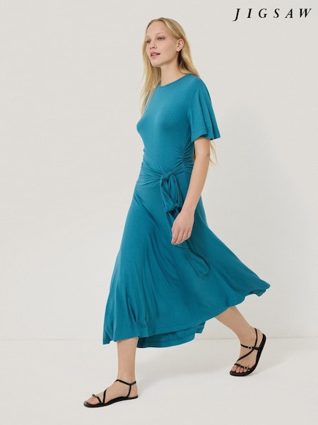 Jigsaw Blue Side Tie Asymmetric Dress (W29114) | £155