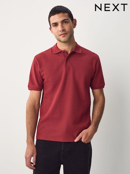 Red Textured Smart Polo Shirt (W29124) | £20