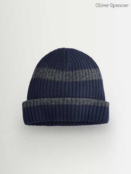 Oliver Spencer Blue Fisher Heavy Rib Wool Hat (W29134) | £70