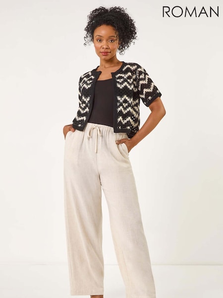 Roman Black Petite Chevron Open Crochet Top (W29271) | £36