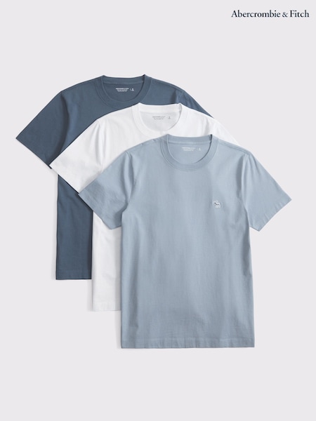 Abercrombie & Fitch Blue Short Sleeve 100% Cotton T-Shirts 3 Pack (W29301) | £50