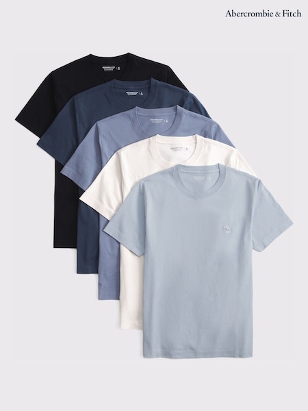 Abercrombie & Fitch Blue 100% Cotton Short Sleeve Crew Neck T-Shirts 5 Pack (W29303) | £62