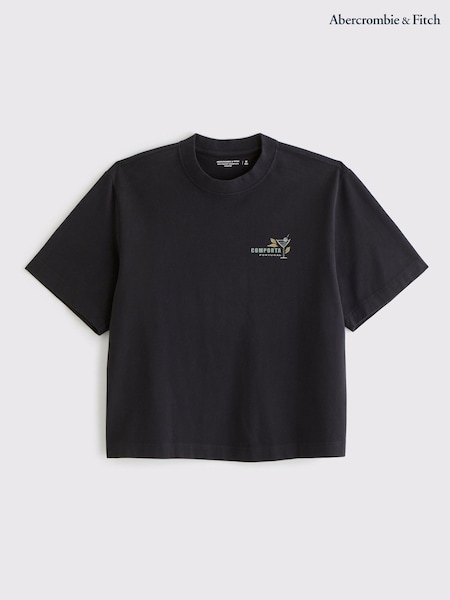 Abercrombie & Fitch Back Print Short Sleeve 100% Cotton Black T-Shirt (W29315) | £35
