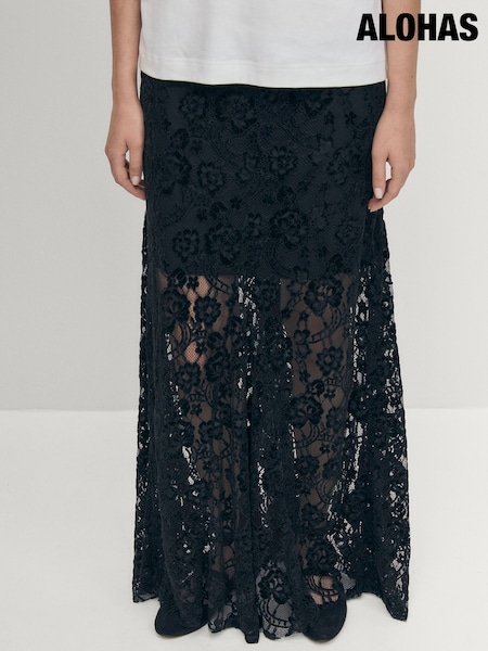 Alohas Black Bundi Lace Black Skirt (W29443) | £140