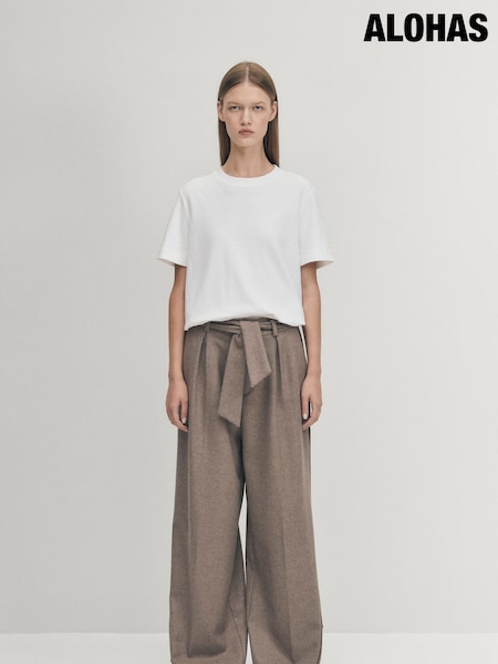 Natural Abbie Taupe Trousers (W29452) | £231