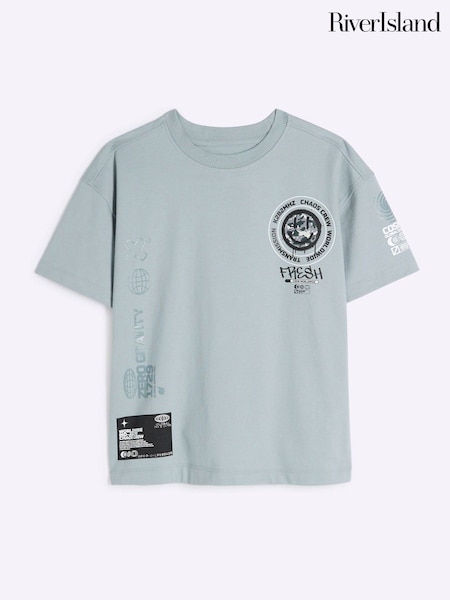 River Island Blue Boys Smile Camo T-Shirt (W29474) | £14