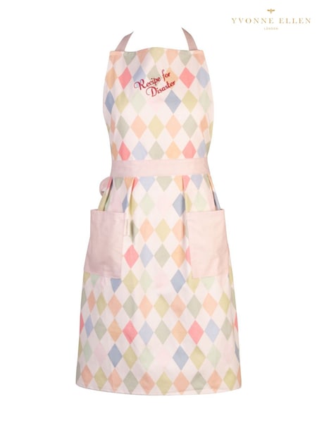 Yvonne Ellen White Harlequin Apron (W29498) | £25