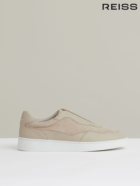 Reiss Ecru Lane Leather Elasticated-Lace Trainers (W29548) | £148