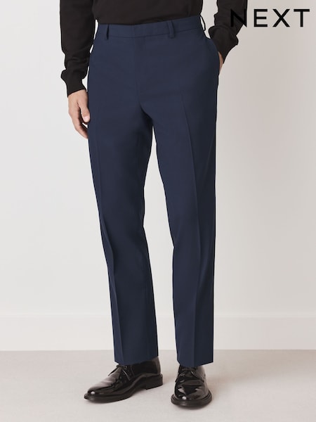 Navy Blue Tailored Fit Wool Blend Motionflex Suit Trousers (W29555) | £59
