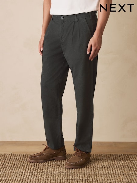 Khaki Green Relax Tapered Fit Heritage Cotton Rich Trousers (W29564) | £38
