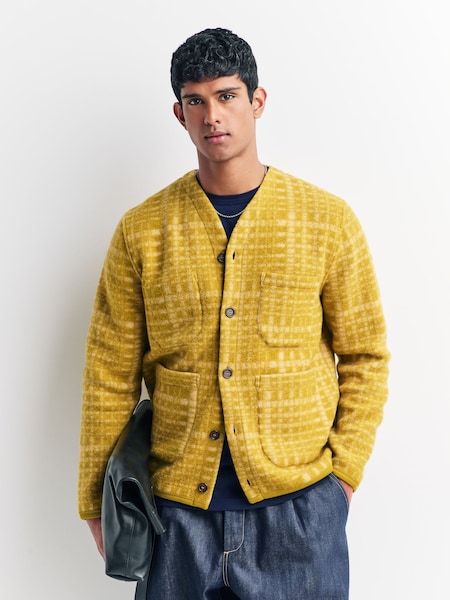 Universal Works Yellow Check Fleece Cardigan (W29589) | £195