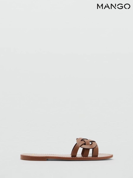 Mango Brown Crossover Leather Sandals (W29649) | £36