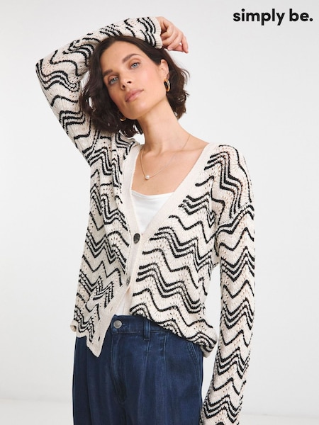Simply Be Cream Crochet Cardigan (W29662) | £36
