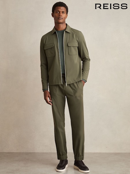 Reiss Green Climb Drawstring Technical Cuffed Trousers (W29744) | £138
