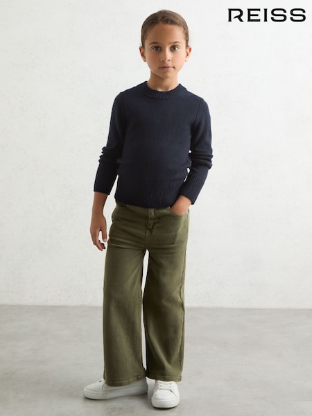 Reiss Navy Anya 9-13 yrs Wool-Blend Open-Stitch Jumper with Cashmere (W29753) | £43
