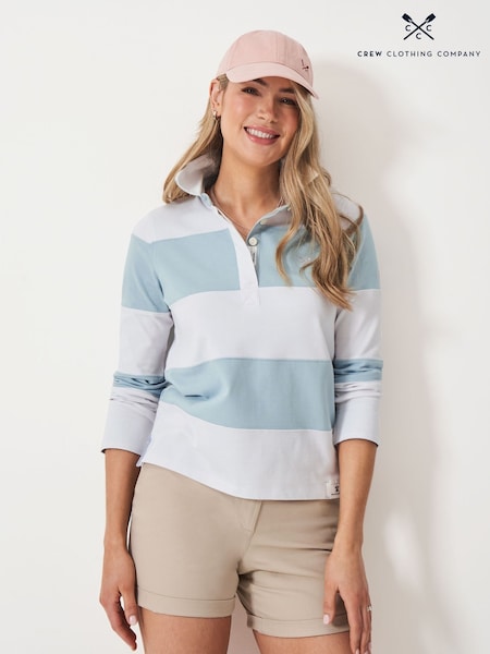 Crew Clothing Blue Long Sleeve Stripe Rugby 100% Cotton Shirt (W29839) | £59