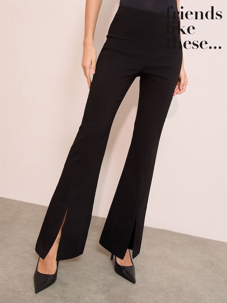 Friends Like These Black Sculpting Stretch Split Flare Trousers (W29865) | £27