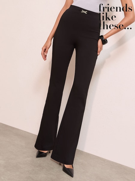 Friends Like These Black Trim Sculpting Stretch Flared Trousers (W29868) | £29