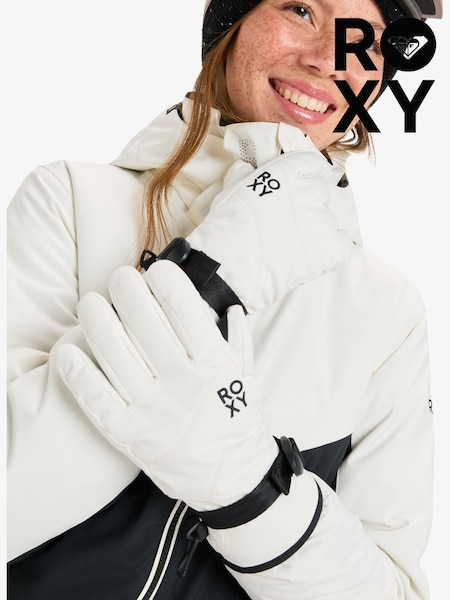 Roxy White Jetty Solid Logo Ski Gloves (W29877) | £55