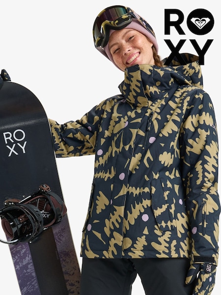 Roxy Black Fennel Seed Big Flower Print Jetty Technical Ski Jacket (W29883) | £195