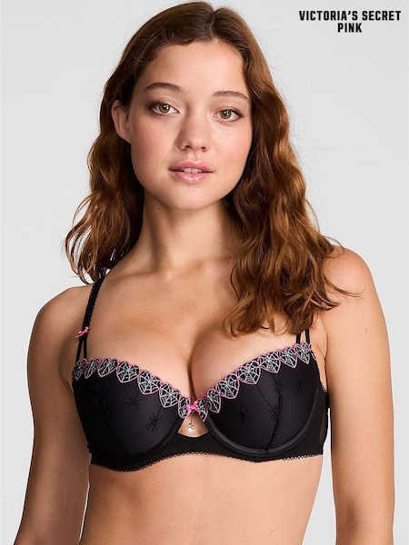 Victoria's Secret PINK Black Spider Web Embroidery Bra (W29912) | £40