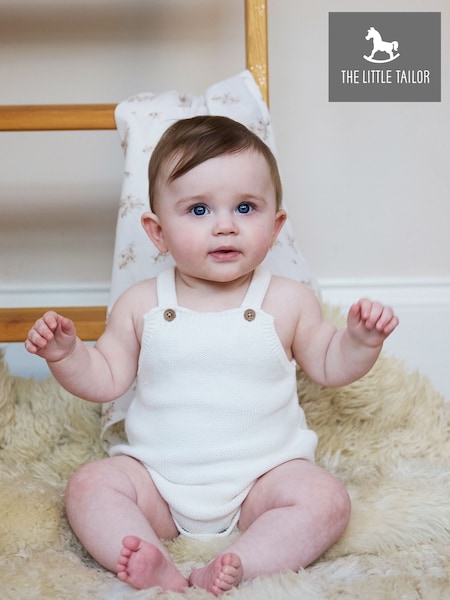 The Little Tailor Baby White Stylish Knitted 100% Cotton Romper (W29941) | £29