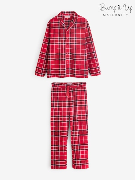 Bump It Up Maternity Red Mens Flannel Pyjamas (W29957) | £30