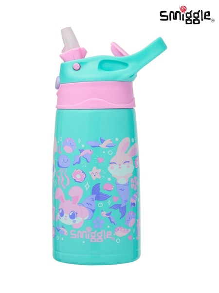 Smiggle Green Curious Junior Stainless Steel Flip Drink Bottle 400Ml (W30005) | £15