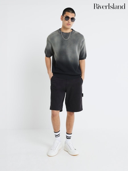 River Island Black Carpenter 100% Cotton Shorts (W30036) | £36