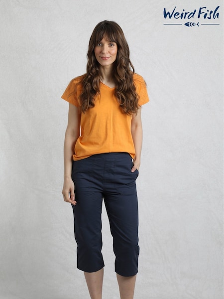 Weird Fish Blue Anyar 3 Quarter Ripstop 100% Cotton Trousers (W30107) | £45
